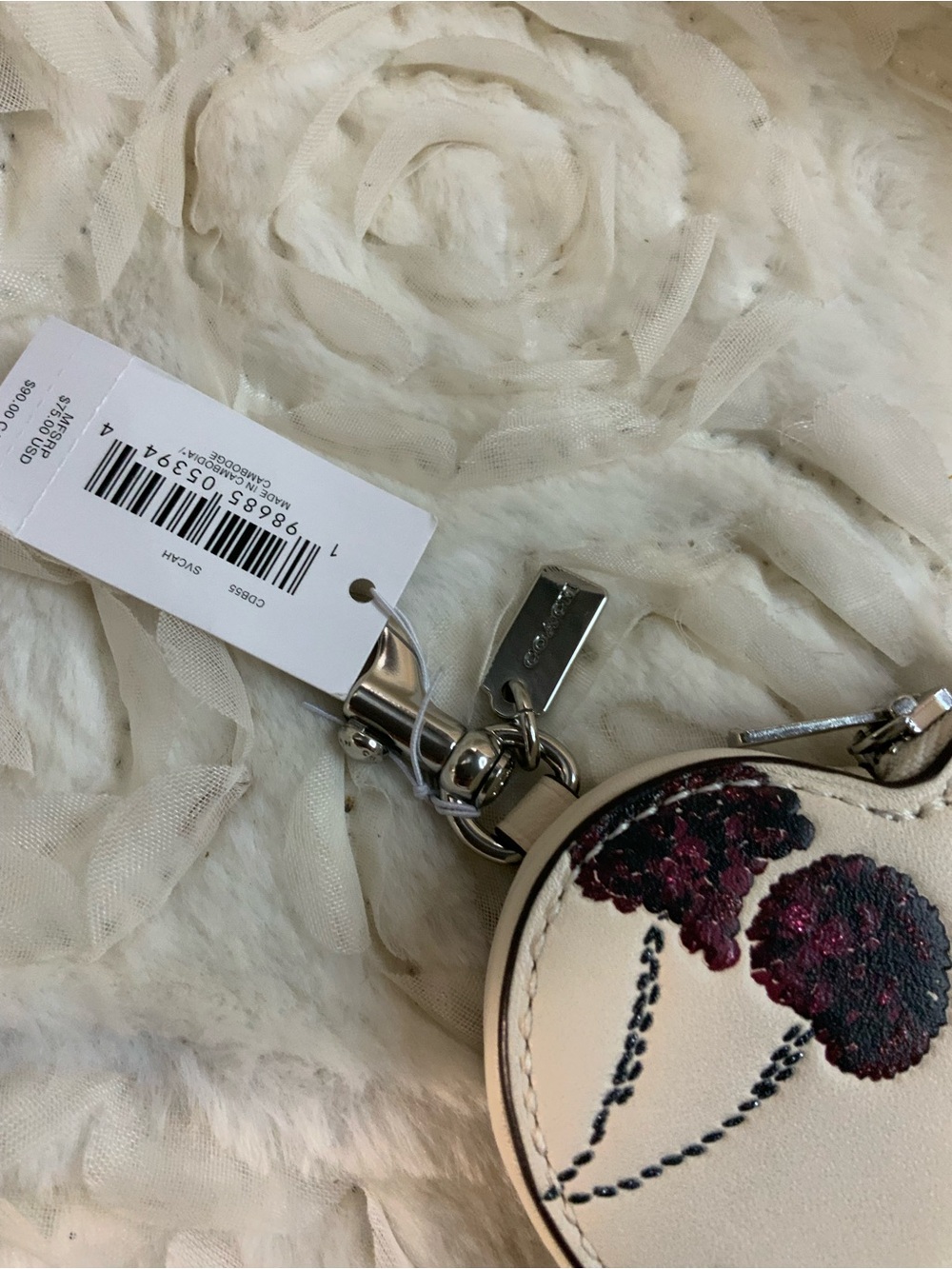 Coach Heart Coin Purse with Cherry Motif - Cream/Maroon - Picture 3 of 3
